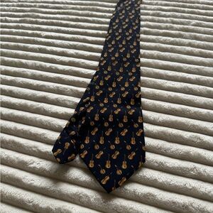 Made in Italy Charles Jourdan Navy Blur Tie with Violins